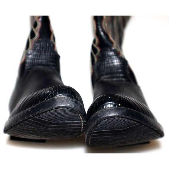 Flexwest Cowboy Western Boots Black Embroidered Retro Vintage Classic Men - Picture 4 of 7